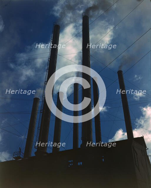 Smoke stacks, 1942. Creator: Alfred T Palmer.