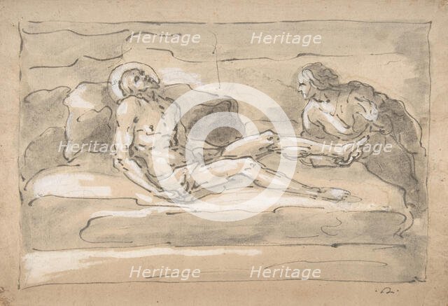 The Dead Christ Mourned by the Magdalen Who Venerates the Wounds on His Feet, 1787-1863. Creator: Fortunato Duranti.