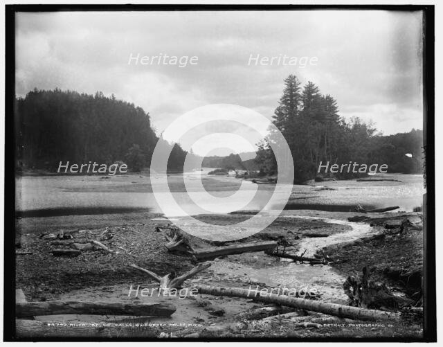 River below falls, Quinnesec [sic] Falls, Mich., between 1880 and 1899. Creator: Unknown.