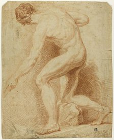 Academic Male Nude, Half-Kneeling and Seen from the Back, n.d. Creator: Unknown.