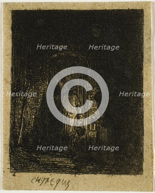 Man and Woman with Lanterns, n.d. Creator: Charles Emile Jacque.