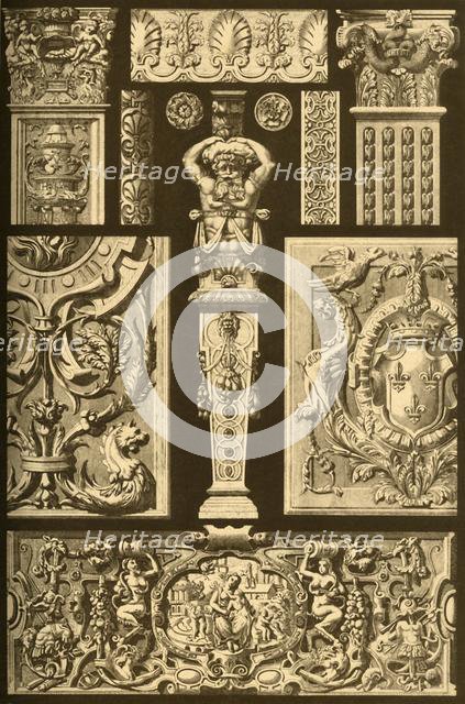 French Renaissance ornaments in stone and wood, (1898). Creator: Unknown.