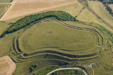 Battlesbury Hill, a multivallate Iron Age hillfort earthwork, Warminster, Wiltshire, 2022. Creator: Damian Grady.
