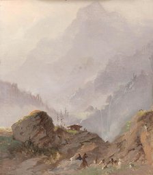 Mountain Landscape in Tirol with Chamois, c.1858. Creator: Johannes Tavenraat.