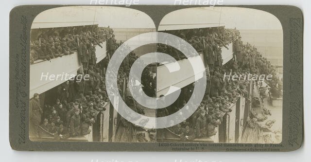 'Colored Soldiers who covered themselves with glory in France, returning to US', 1914-1918. Creator: Unknown.