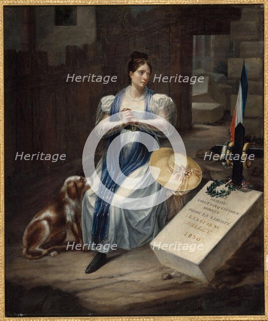 Woman with a dog, 1830. Creator: LS Jean.