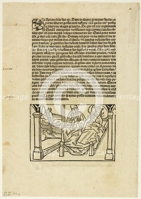 Illustration from "Fabulae Aesopi", plate 34 from Woodcuts..., 1501, assembled...1937. Creators: Unknown, Max Geisberg.