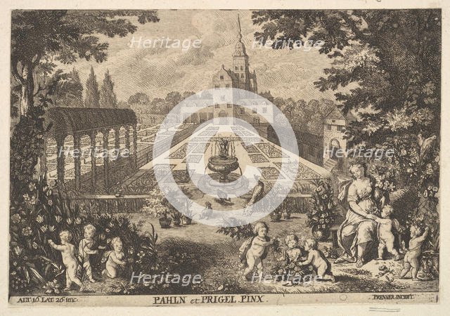 Flora with Putti in a Garden. Creator: Anton Joseph von Prenner.