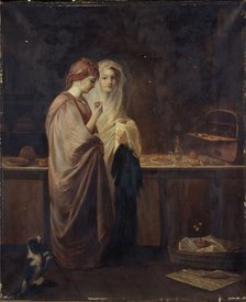 Two elegant women in a pastry shop, between 1801 and 1900. Creator: Hortense Lescot.