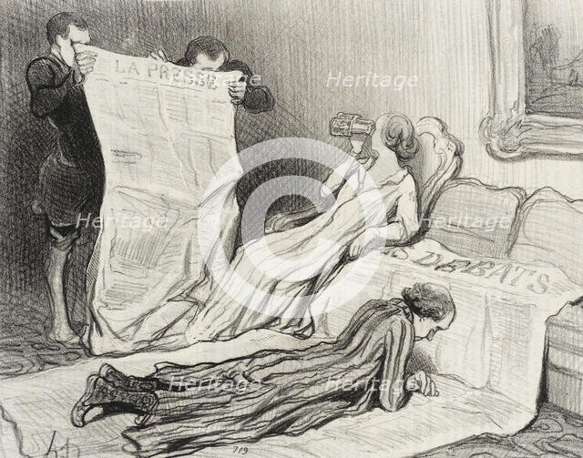 Abonnés recevant leur journal.., 1845. Creator: Honore Daumier.