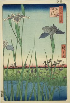 Irises at Horikiri (Horikiri no hanashobu), from the series "One Hundred Famous Views of..., 1857. Creator: Ando Hiroshige.