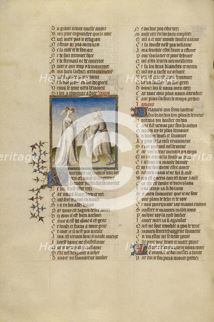 The Lover before Venus; Roman de la Rose, about 1405. Creator: Unknown.