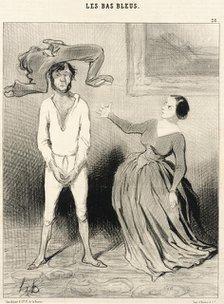 Une femme comme moi...remettre un bouton?..., 1844. Creator: Honore Daumier.