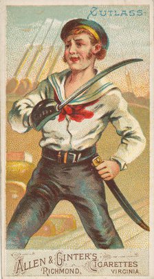 Cutlass, from the Arms of All Nations series (N3) for Allen & Ginter Cigarettes Brands, 1887. Creator: Allen & Ginter.