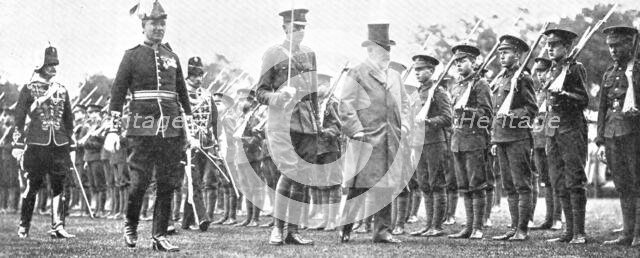 The King at Rugby School - officers' training corps, 1909. Creator: Montague Dixon.