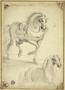 Two Sketches of Trotting Horse, n.d. Creator: Philip Wouverman.