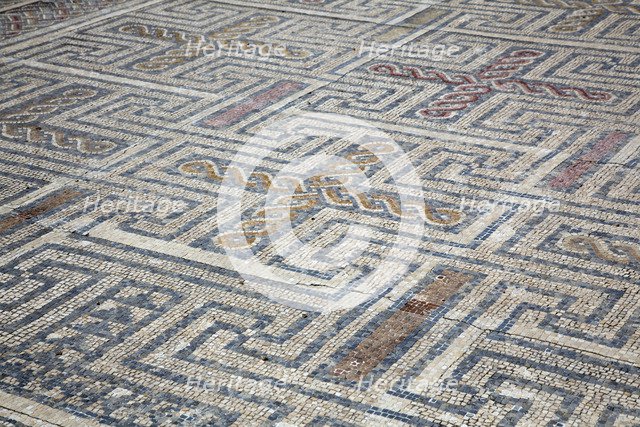 A mosaic floor in the House of the Swastika Cross, Conimbriga, Portugal, 2009. Artist: Samuel Magal