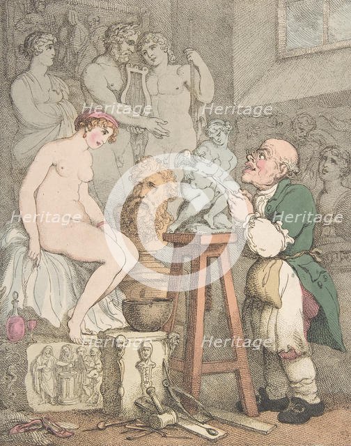 The Sculptor [Preparations for the Academy, Old Joseph Nollekens and his Venus], ca. 1800., ca. 1800 Creator: Thomas Rowlandson.