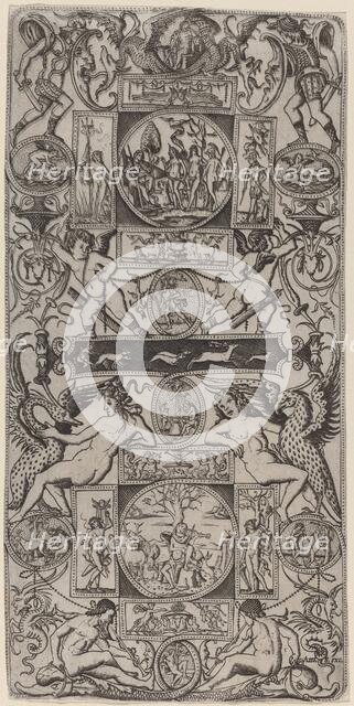 Ornament Panel with Orpheus and the Judgment of Paris, c. 1507. Creator: Nicoletto da Modena.