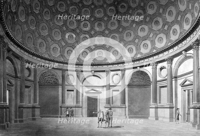Interior view of the Brokers' Exchange at the Bank of England, City of London, c1790.  Artist: Thomas Malton II