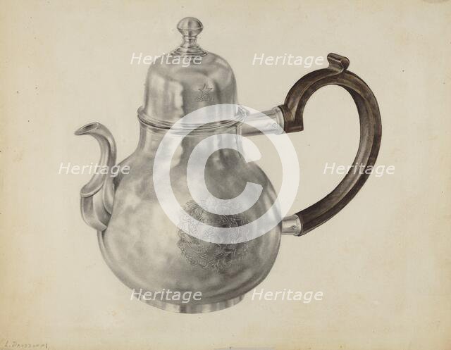 Silver Teapot, c. 1938. Creator: Leo Drozdoff.