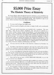 Prize offered in Scientific American, October 1920, for an essay on Einstein's theory of relativity. Artist: Unknown