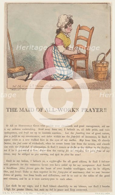 The Maid of All-Work's Prayer!!, July 25, 1801., July 25, 1801. Creator: Thomas Rowlandson.