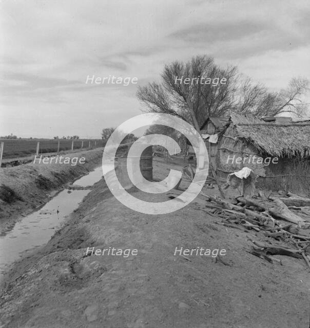 Ditch bank housing for Mexican field workers, Imperial Valley, California, 1937. Creator: Dorothea Lange.