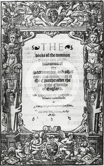 Title page of Thomas Cranmer's Book of Common Prayer, 1549. Artist: Unknown