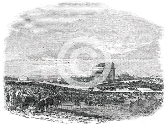 Epsom - the Race for "The Derby Stakes", 1850. Creator: Unknown.