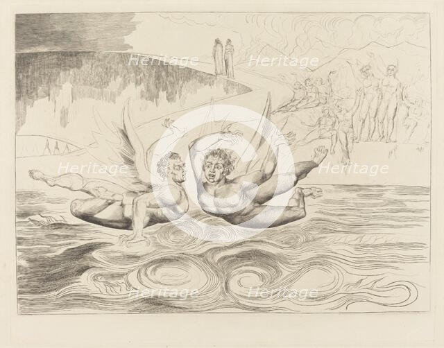 The Circle of the Corrupt Officials; the Devils Mauling Each Other, 1827. Creator: William Blake.