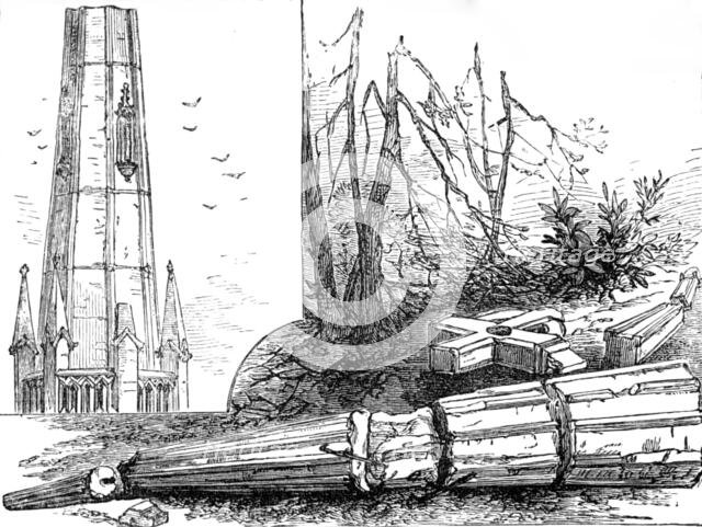 The Great Storm of Wind on Friday week: spire of St. Michael's Church, Blackheath, blown down, 1881. Creator: Unknown.