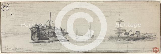 Shipping in the Port of London [recto], c. 1884. Creator: Felix Hilaire Buhot.