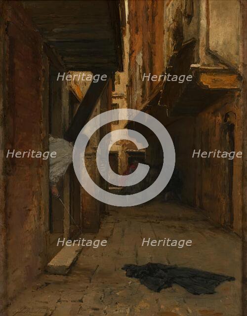 Street fight in a Venetian alley, 1887. Creator: August von Pettenkofen.