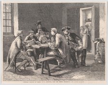 Soldiers Playing at Cards, from "Illustrated London News", May 4, 1861. Creators: William Luson Thomas, Matthew Somerville Morgan.