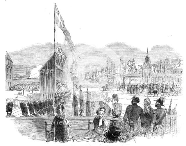 Equestrian Statue of Charles XIV. (Bernadotte) just inaugurated at Stockholm, 1854. Creator: Unknown.