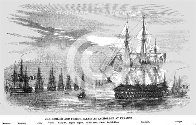 'The English and French Fleets at anchorage at Kavarna', 1854. Creator: Unknown.