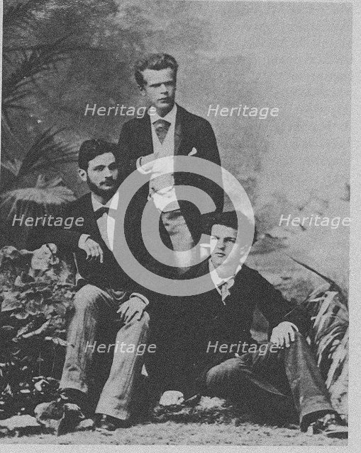 Von Meck Trio. Wladyslaw Pachulski (standing) with Pyotr Danilchenko and Claude Debussy (seated), 1882.
