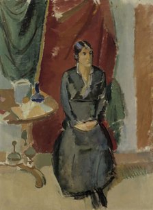 Seated Woman in Black, 1918-1919. Creator: Karl Isakson.