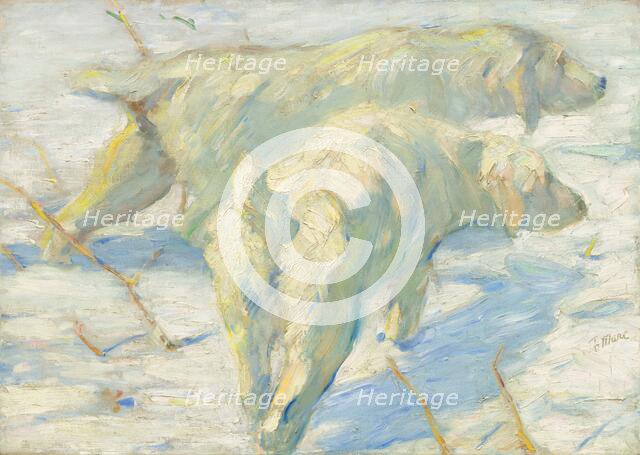 Siberian Dogs in the Snow, 1909/1910. Creator: Franz Marc.