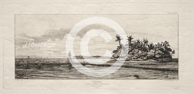 Oceania: Fishing near Islands with Palms in the Uea or Wallis Group, 1845, 1863. Creator: Charles Meryon (French, 1821-1868).