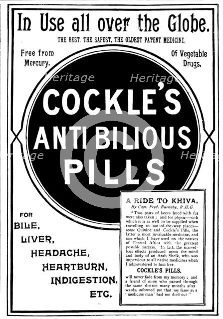 Advertisement for Cockle's Anti Bilious Pills, 1895. Creator: Unknown.