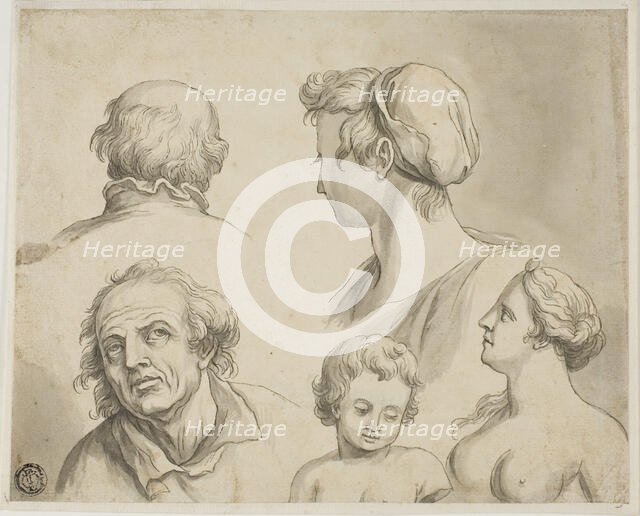 Sketches of Five Busts, n.d. Creator: Gerard de Lairesse.