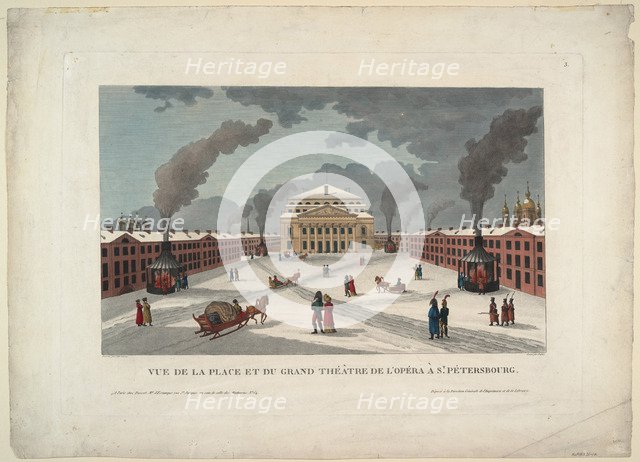 The Saint Petersburg Imperial Bolshoi Kamenny Theatre, c. 1811. Artist: Courvoisier-Voisin, Henri (1757-1830)