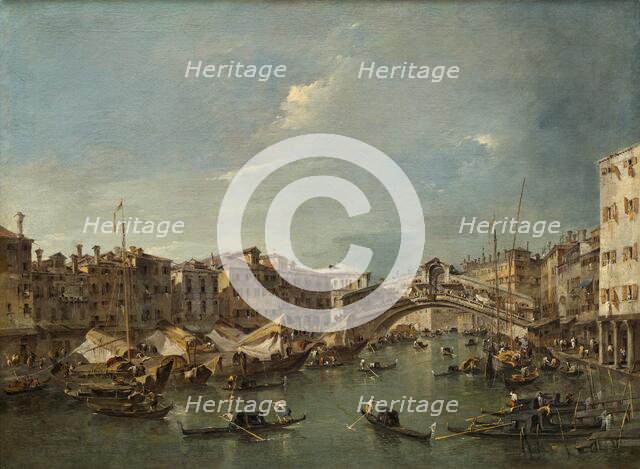 Grand Canal with the Rialto Bridge, Venice, probably c. 1780. Creator: Francesco Guardi.