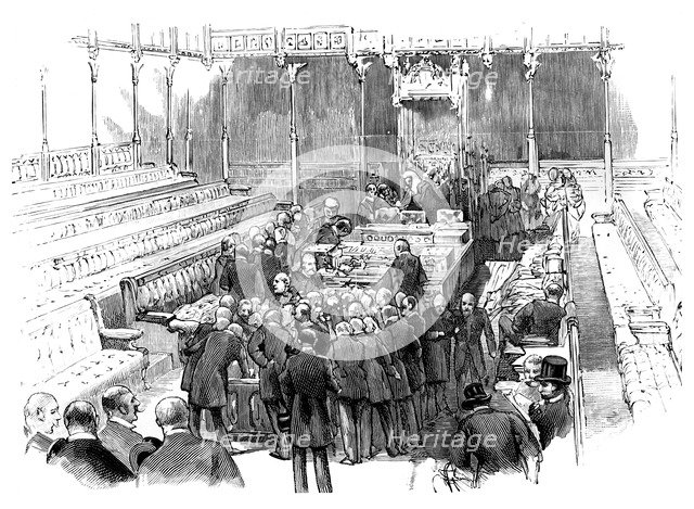 Swearing in Members at the House of Commons, Westmister, London, c1905. Artist: Unknown