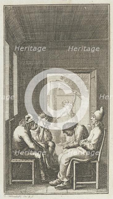 Illustration for Paul Erdmans Fest Wandsbecher 'Messenger from M. Claudius,' fourth part, 1783. Creator: Daniel Nikolaus Chodowiecki.