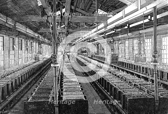 Manufacture of electric batteries, USA, 1887. Artist: Unknown