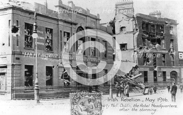 Ruins of the Rebel Headquarters, Anti-English Irish uprising, Dublin, May 1916. Artist: Unknown