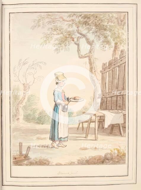 French Girl, leaf from 'A Collection of Dresses by David Allan Mostly from Nature', 1776. Creator: David Allan.